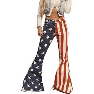 Ranch Dress'n Flare Jeans American Flag 4th of July Stripes Star Print Size 10